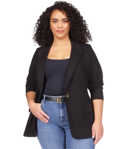 Solid One Button Blazer Jacket