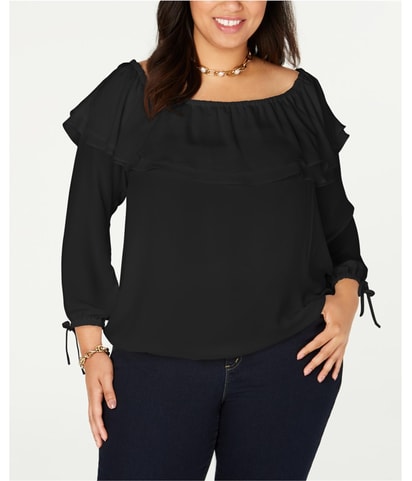 Solid Ruffled Off the Shoulder Blouse