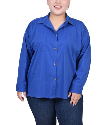 Solid Chest Pockets Button Up Shirt