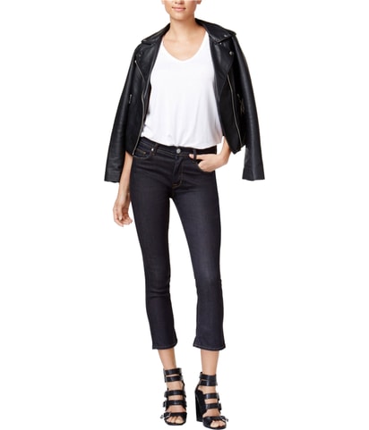 Solid Flare Regular Cropped Jeans