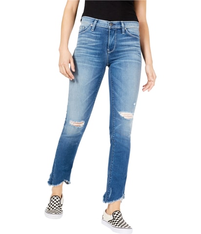 Ripped Raw Hem Tapered Skinny Jeans