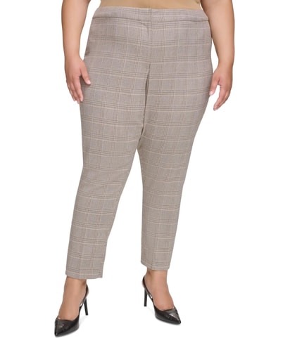 Plaid Straight Leg Slim Dress Pants
