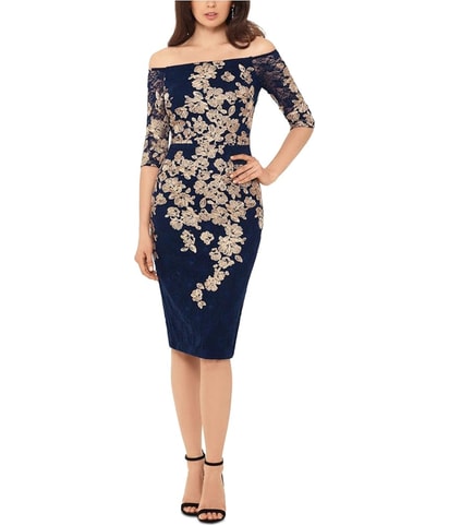 Metallic Floral Lace Sheath Dress