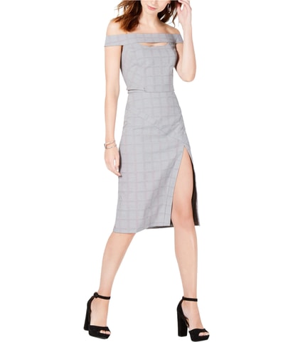 Plaid Cutout Off-Shoulder Dress