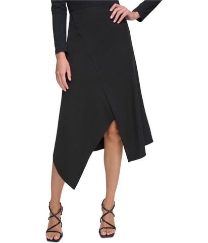 Asymmetrical Hem Midi Skirt