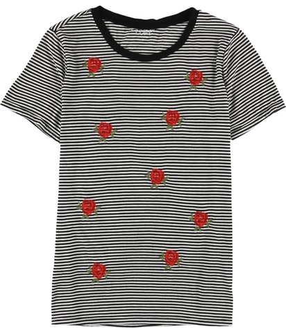Embroidered Cactus Striped Embellished T-Shirt