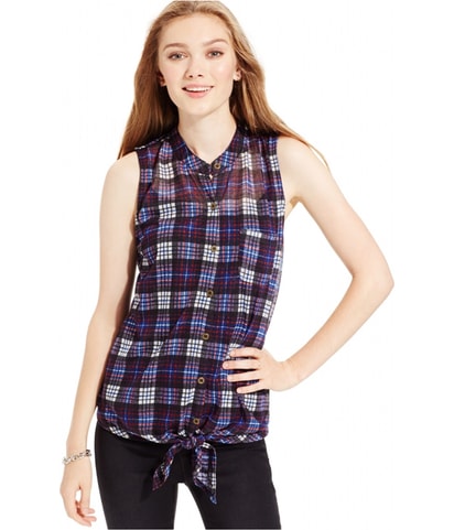 Tie Hem Flannel Button Up Shirt