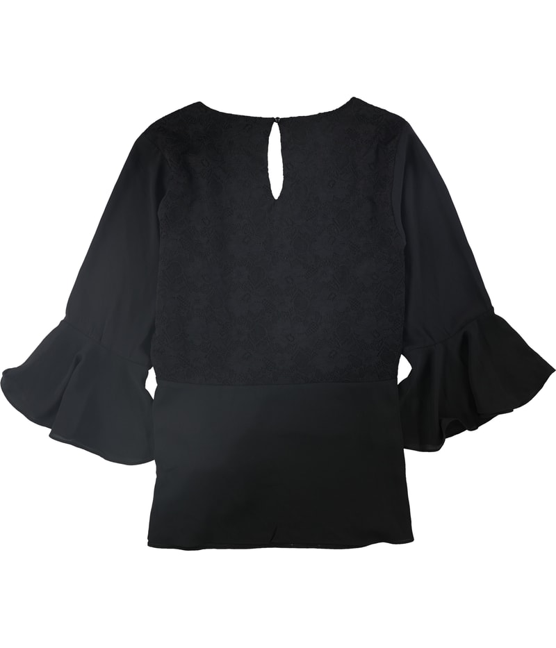 City Chic Womens Lace Back Zip-up Blouse