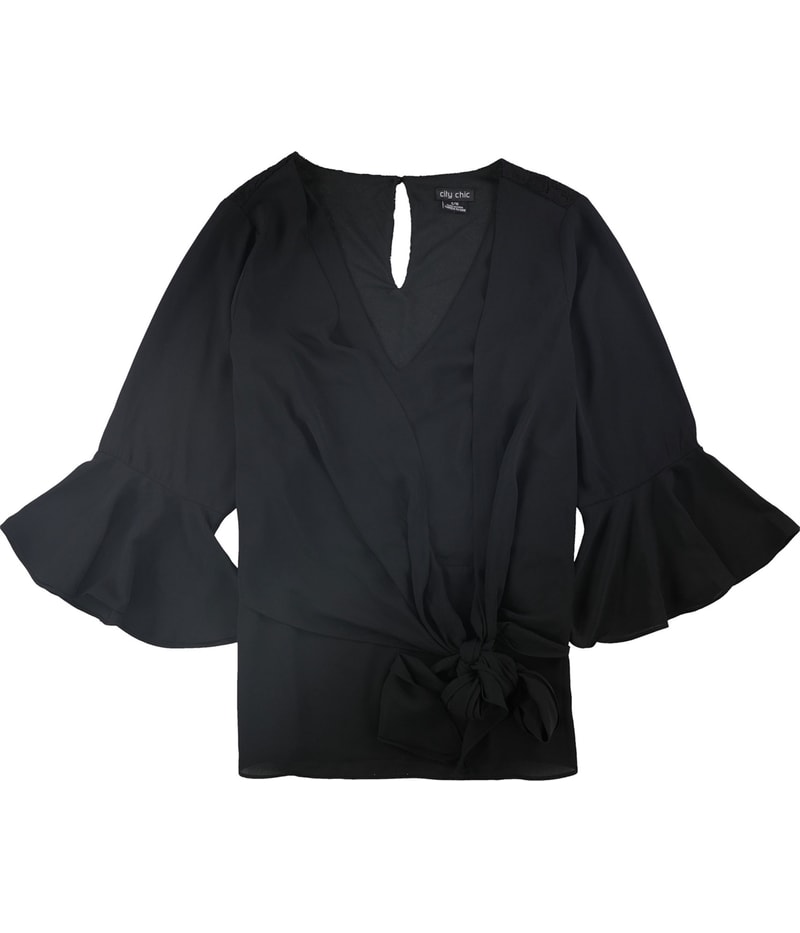 City Chic Womens Lace Back Zip-up Blouse