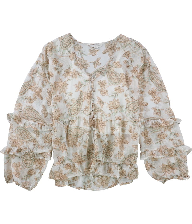 American Eagle Womens Floral Peasant Blouse