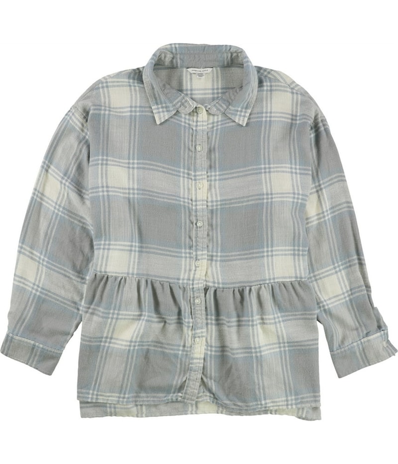 American Eagle Womens Flannel Peplum Button Up Shirt