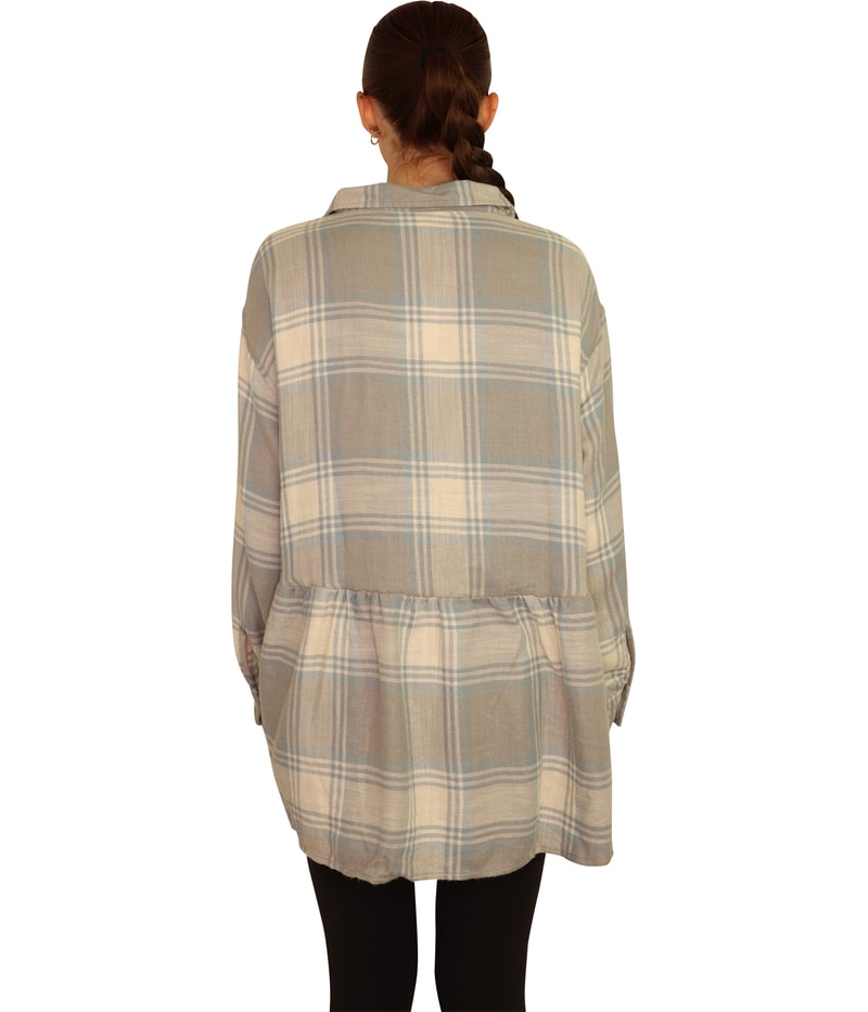 American Eagle Womens Flannel Peplum Button Up Shirt