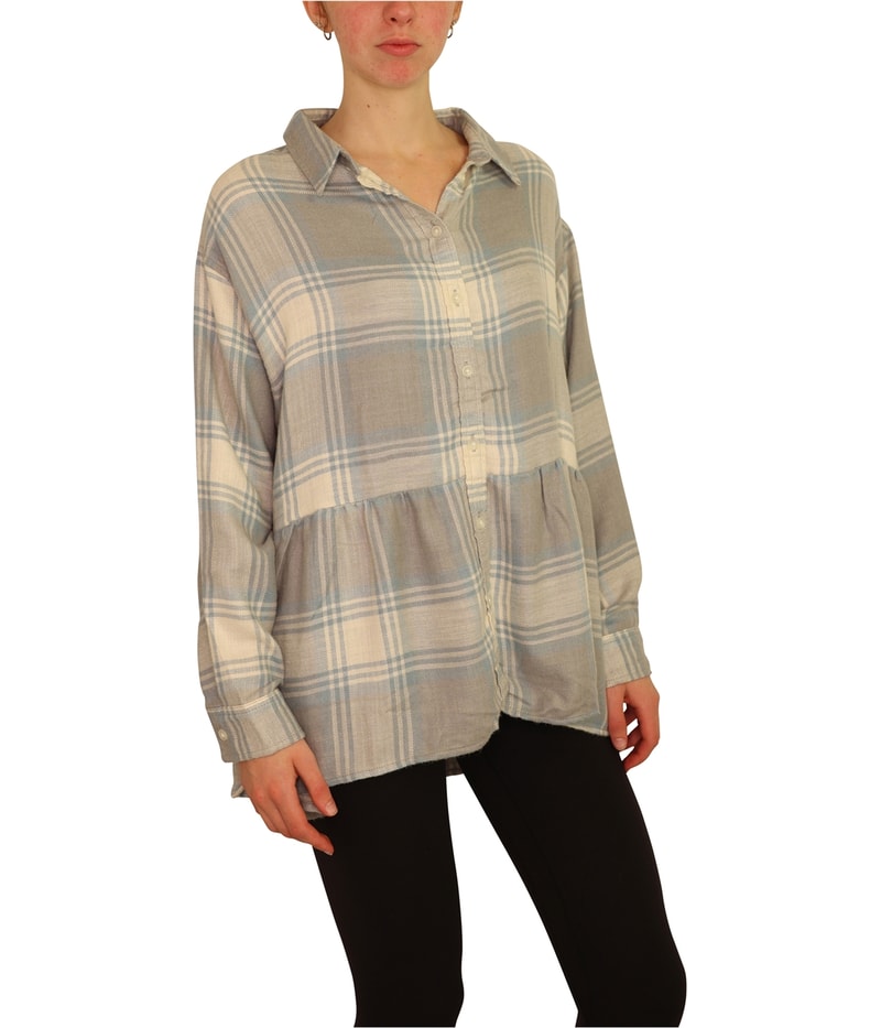 American Eagle Womens Flannel Peplum Button Up Shirt