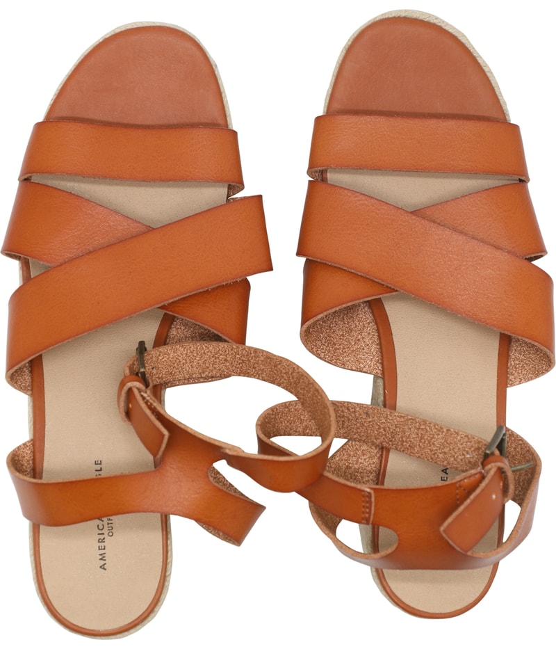 American Eagle Womens X Strap Espadrille Wedge Heels
