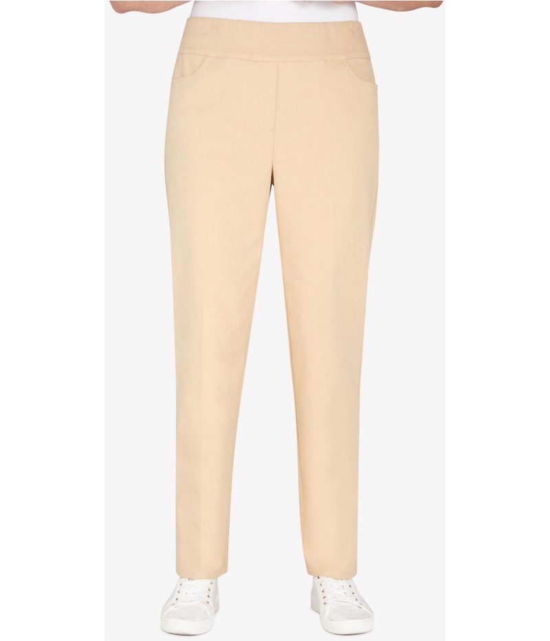 Alfred Dunner Womens Super Stretch Pull On Straight Leg Casual Pants