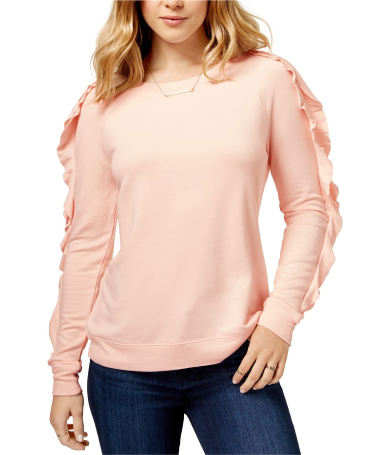 maison Jules Womens Ruffled Sweatshirt