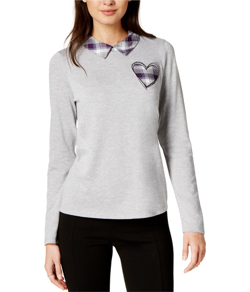 maison Jules Womens laid Heart Collared Knit Blouse