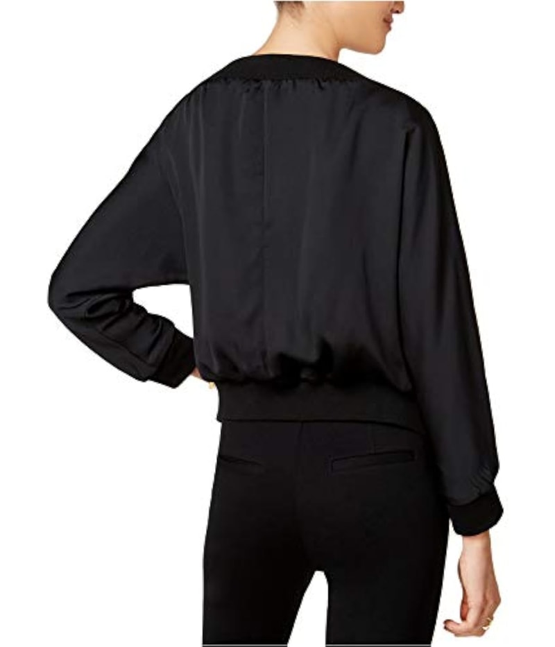 bar III Womens Off-The-Shoulder Bomber Jacket, view 2