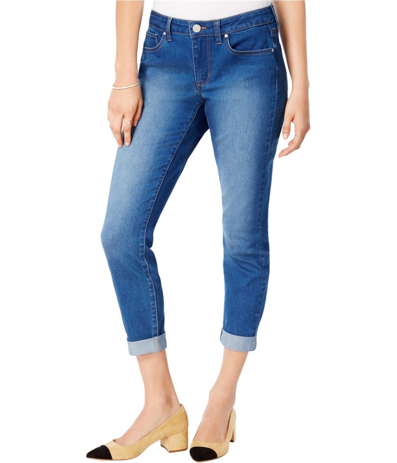 maison Jules Womens 5 Pocket Relaxed Straight Leg Cropped Boyfriend Jeans