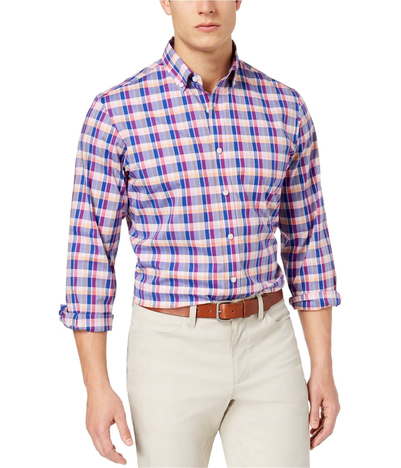 Club Room Mens Plaid Button Up Shirt