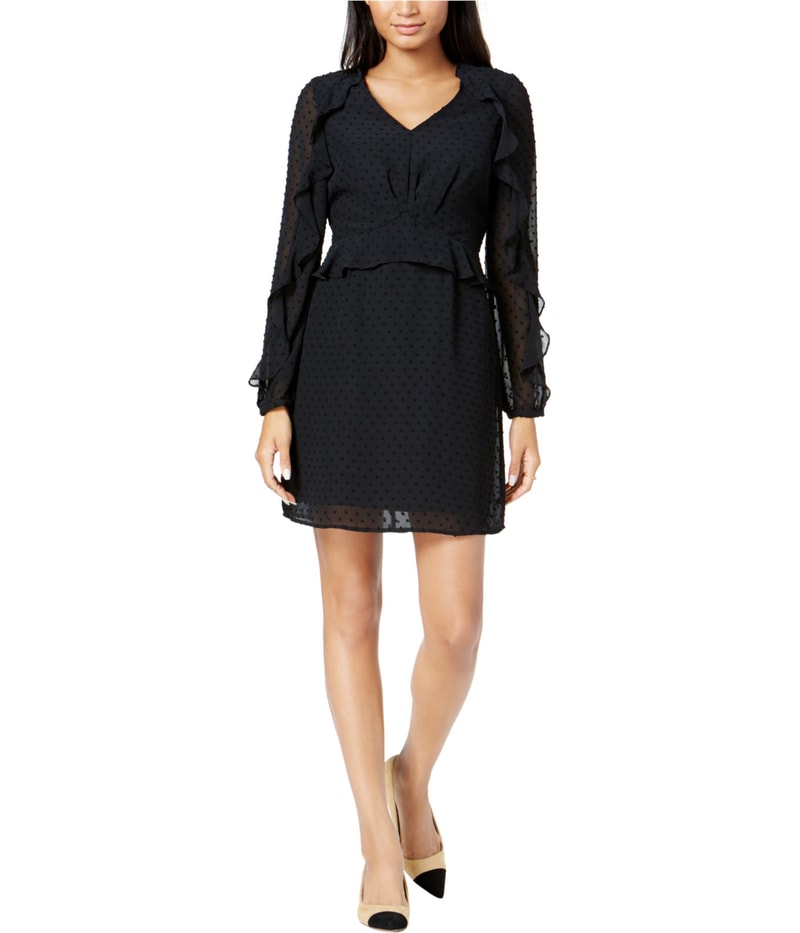 maison Jules Womens Textured Ruffled Fit & Flare Dress