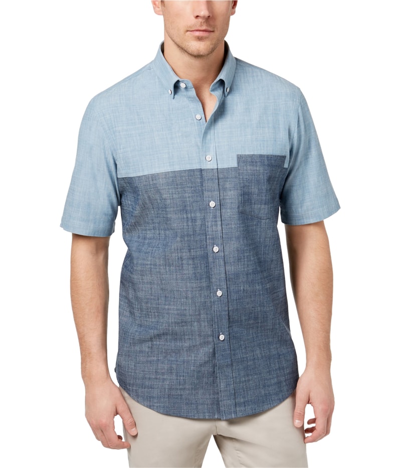 Club Room Mens Chambray Button Up Shirt