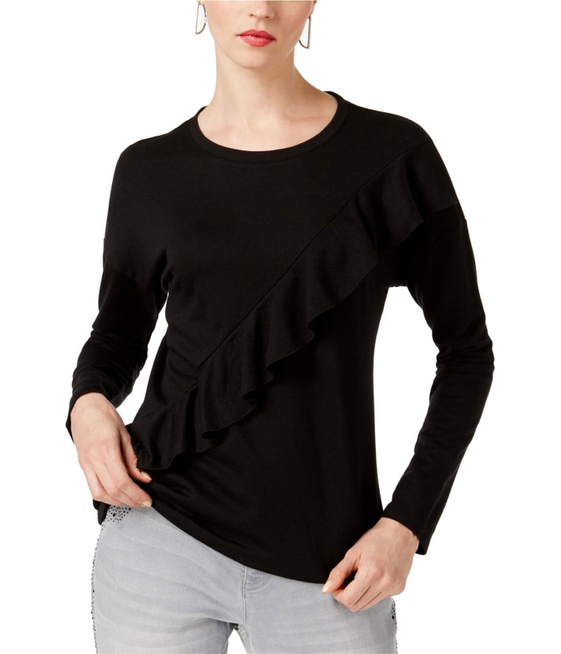 I.N.C Womens Ruffled Sweatshirt