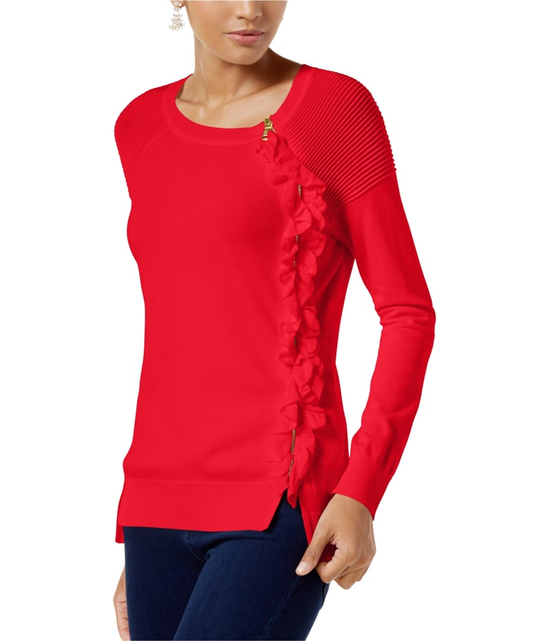 I.N.C Womens Detail Ruffle Knit Sweater