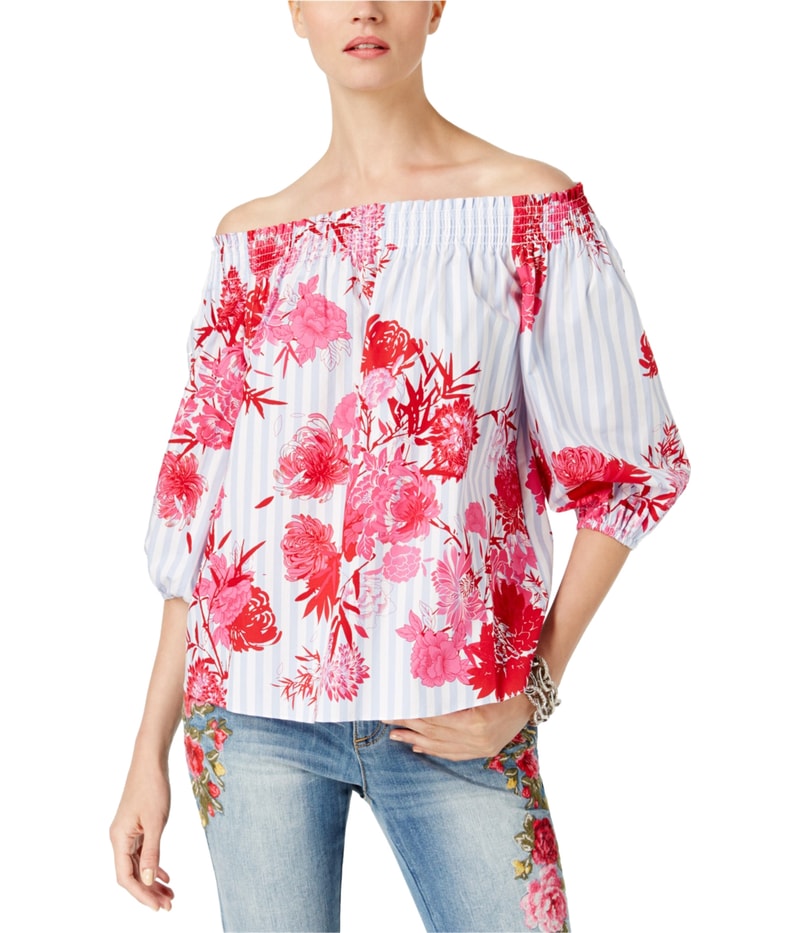 I.N.C Womens Tropical Off the Shoulder Blouse