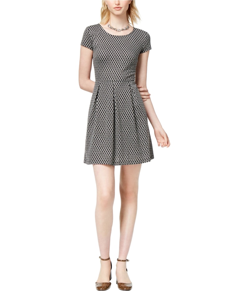 maison Jules Womens Textured Pleated Fit & Flare A-line Dress