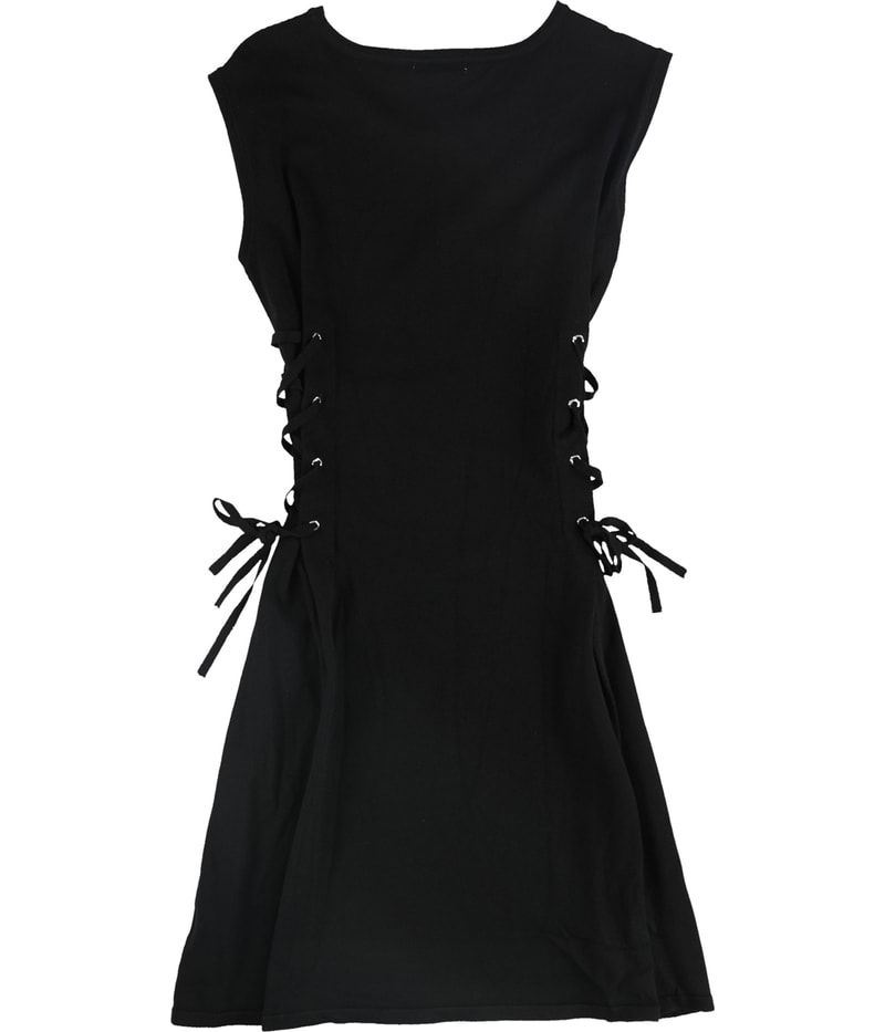bar III Womens Lace-Up Sweater Mini Dress