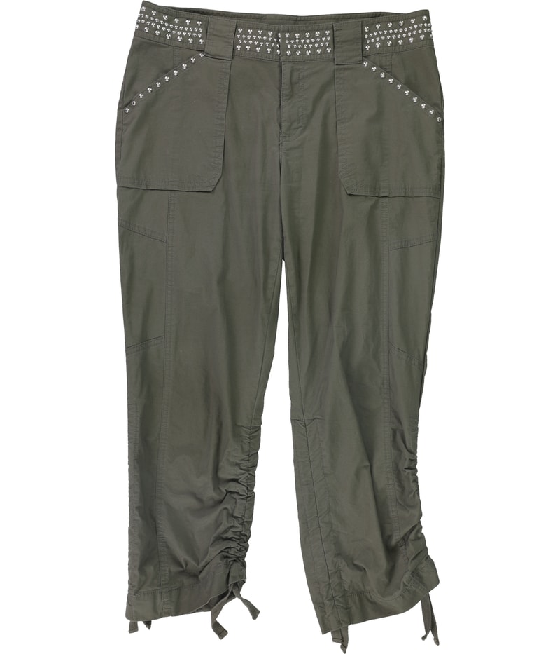 I.N.C Womens Studded Straight Leg Cropped Cargo Casual Pants