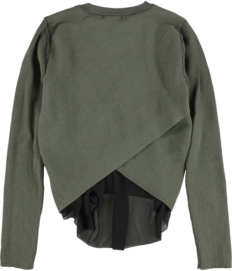 bar III Womens Chiffon Trimmed Knit Sweater in Green, view 4