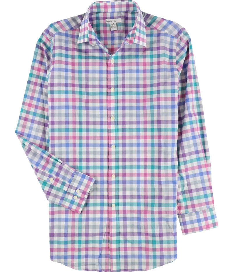 bar III Mens Plaid Stretch Button Down Dress Shirt