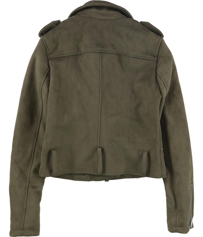 bar III Womens Faux Suede Motorcycle Jacket