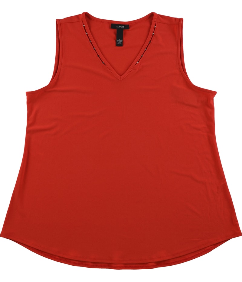 Alfani Womens Beaded Sleeveless Blouse Top