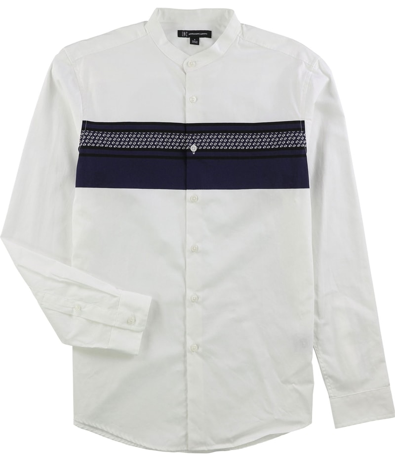 I.N.C Mens Band Collar Button Up Shirt