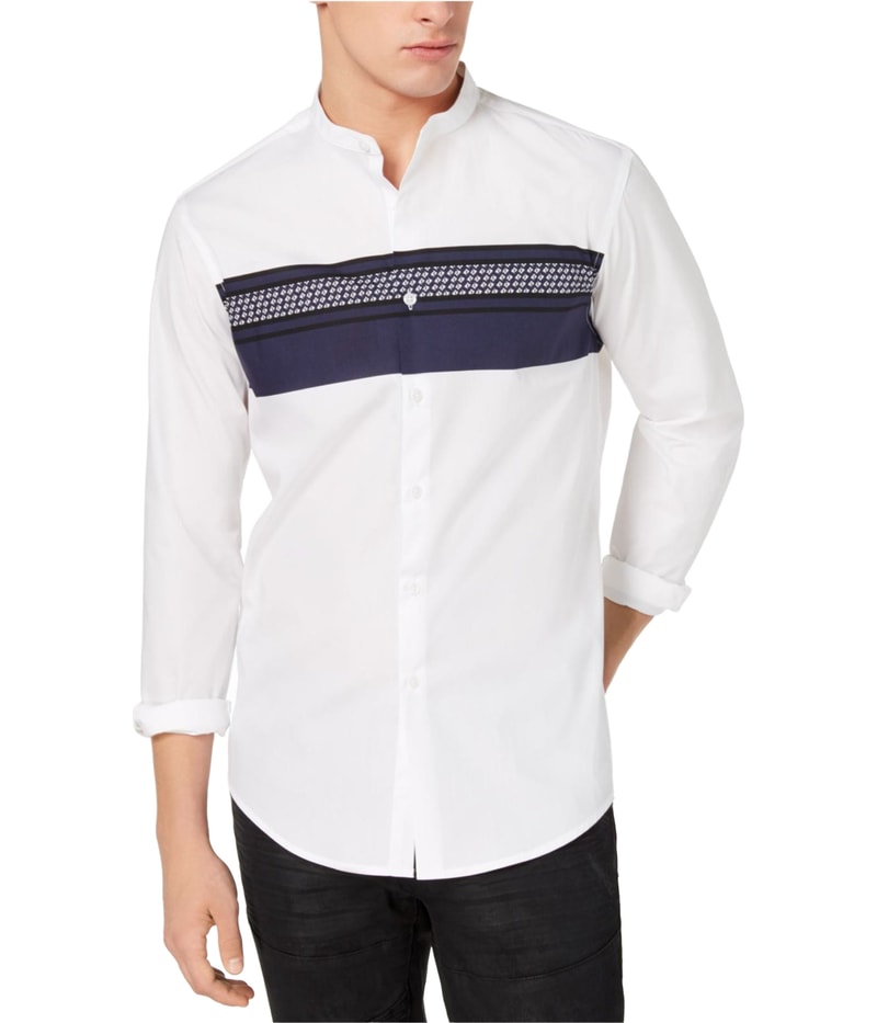 I.N.C Mens Band Collar Button Up Shirt
