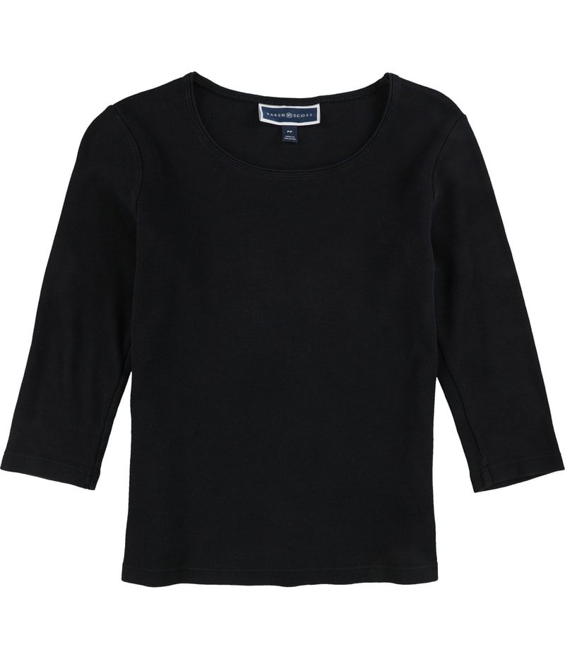 Karen Scott Womens Solid Basic T-Shirt