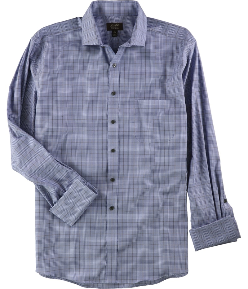 Tasso Elba Mens Plaid Button Down Dress Shirt