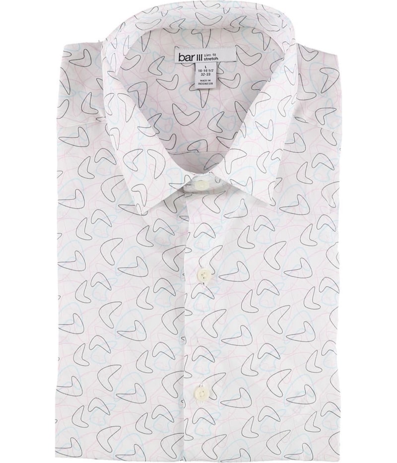 bar III Mens Boomerang Button Down Dress Shirt