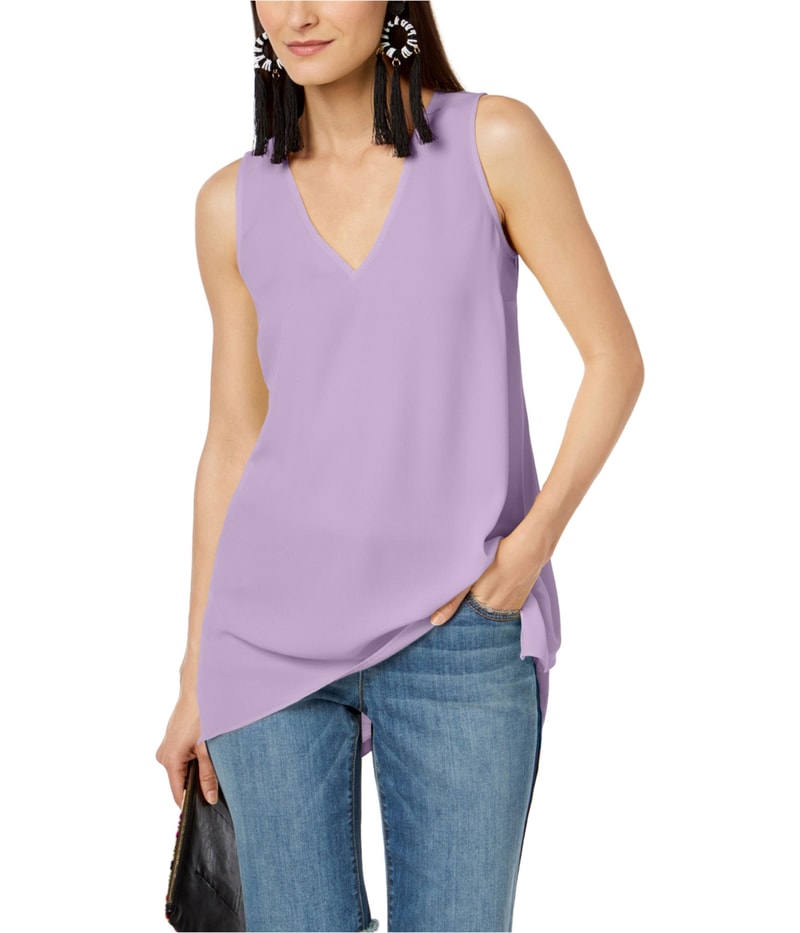 I.N.C Womens Hankerchief Hem Sleeveless Blouse Top