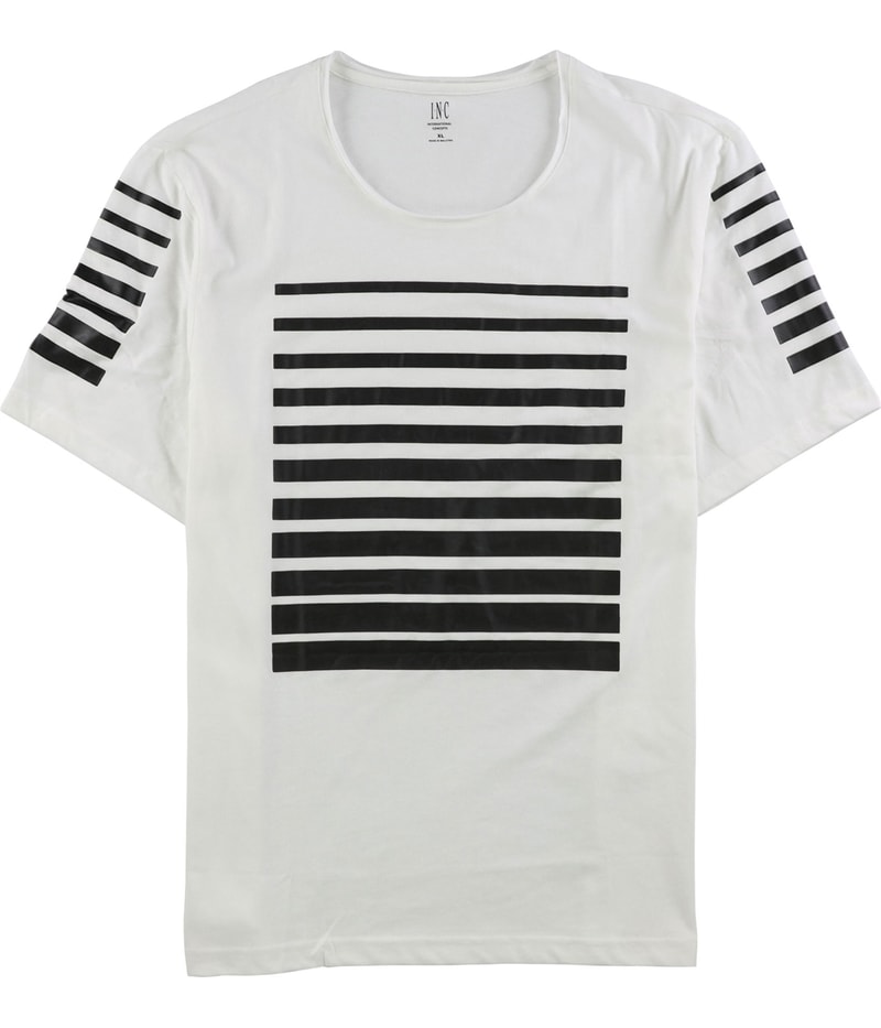 I.N.C Mens Striped Graphic T-Shirt