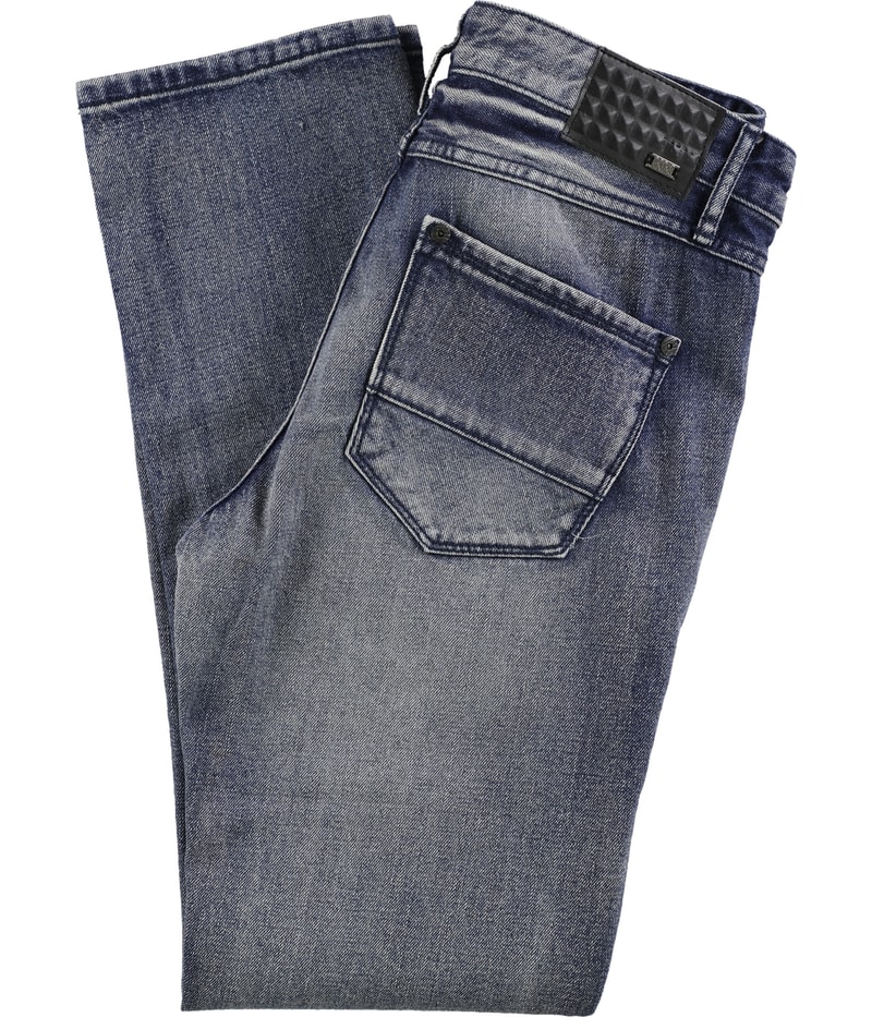 I.N.C Mens Plaid Patched Regular Straight Leg Jeans