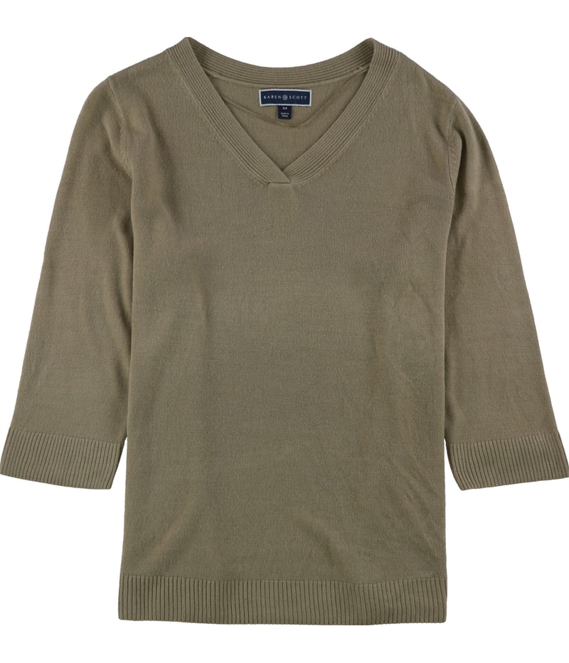Karen Scott Womens Solid Pullover Sweater