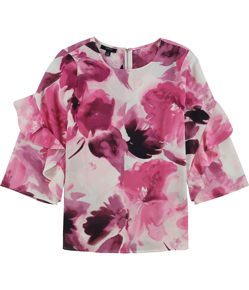 Alfani Womens Floral Ruffled Blouse