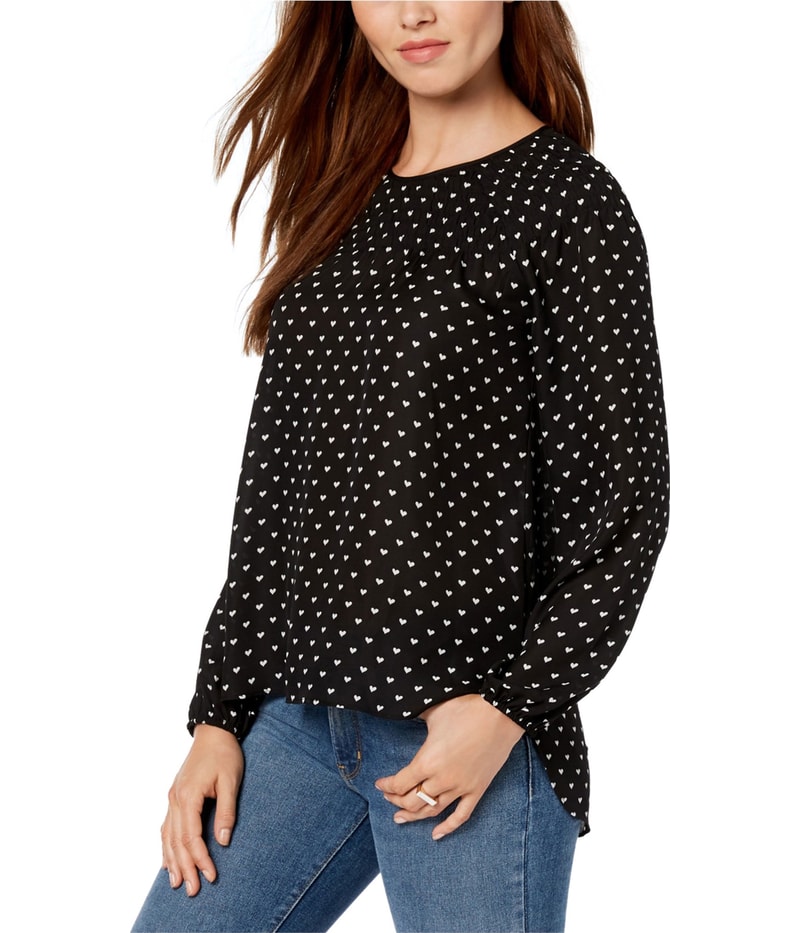 maison Jules Womens Heart-Print Shell Blouse