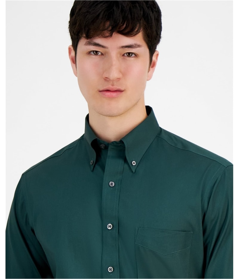 Club Room Mens Collared Button Down Dress Shirt