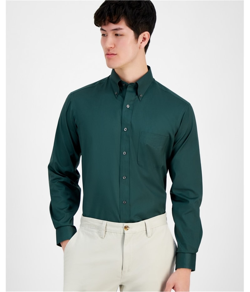 Club Room Mens Collared Button Down Dress Shirt