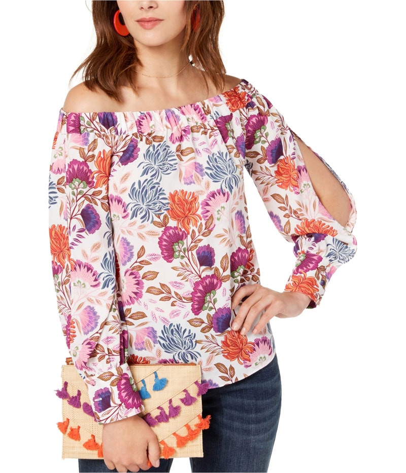 I.N.C Womens Bloom Off the Shoulder Blouse